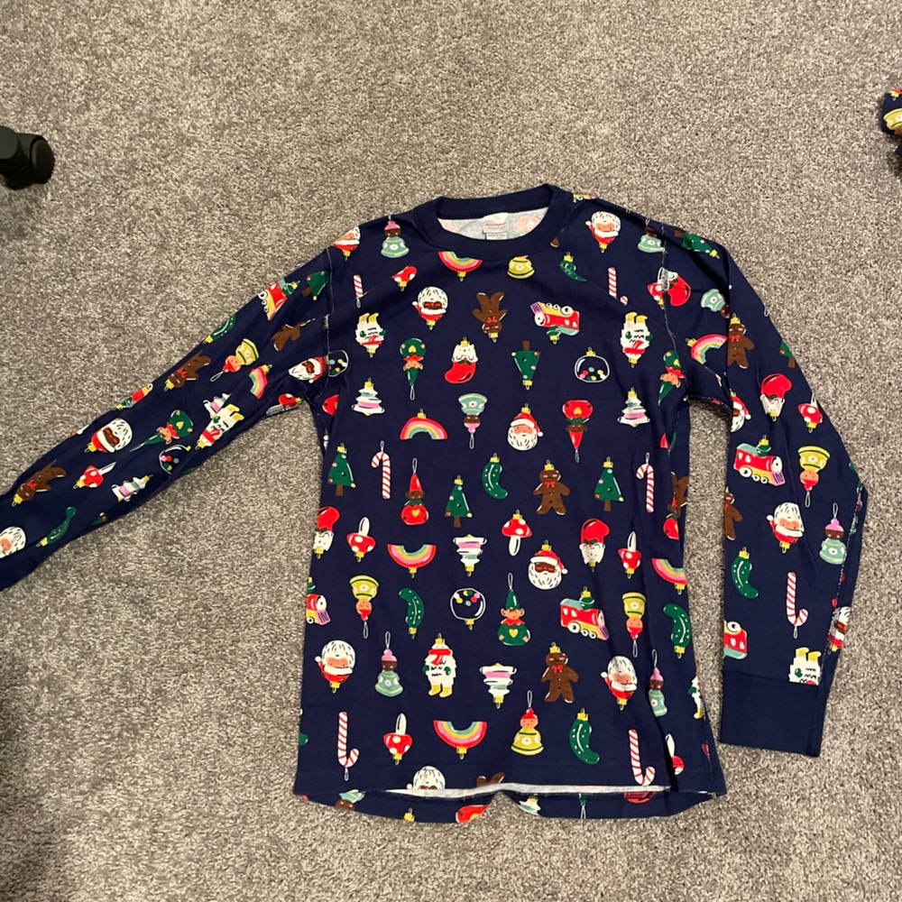 Hanna Andersson Blue Holiday Print Pajama Top